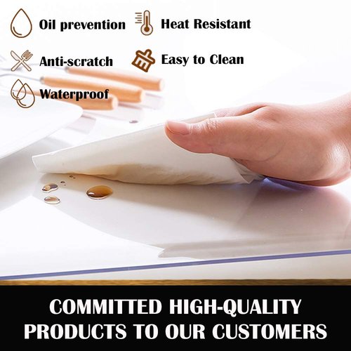 42x60 Inch Clear Plastic Table Protector Dining Tablelcloth Vinyl Desk Topper Pad Mat Wooden Furniture Dressing Cabinet Glass End Side PVC Table Cloth Countertop Cover Cutting Wipeable Rectangular