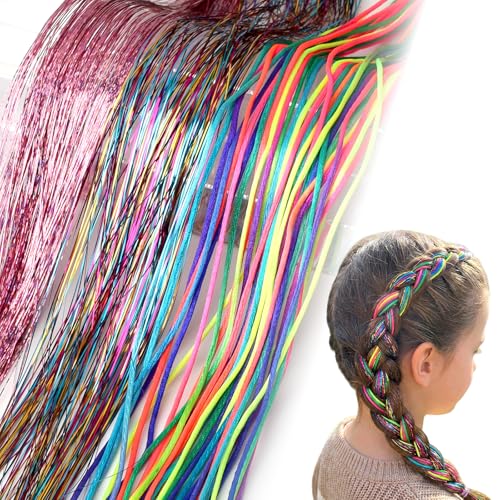 LUSTRIB 232 Pcs Colorful Hair Wrap Strings for Braids - Rainbow DIY Styling Yarn