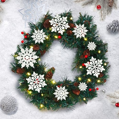 Indoor Christmas Snowflake Decorations Flocked White Set - 36pcs Velvet Ornaments for Holiday Tree & Winter Decor