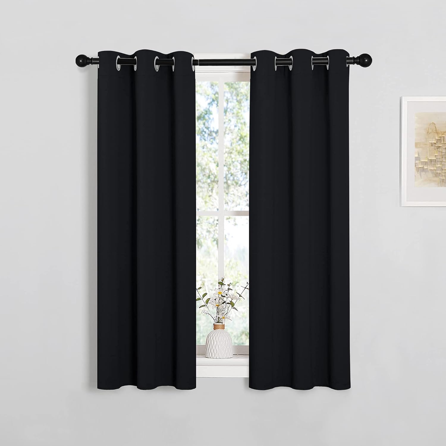 NICETOWN Blackout Curtains - Thermal Insulated Drapery Panels for Living Room | 2 Panels, 29" x 45", Black