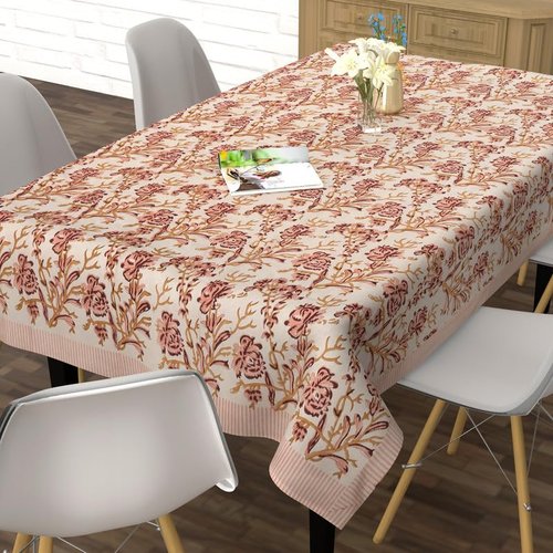 FYNITE Blush Branches Tablecloth | 60" x 108" Rectangular | 100%Cotton | Hand BlockPrint | Washable | Farmhouse & Fall Decor | Table Cover for Halloween | Thanksgiving | Christmas | Wedding | Parties