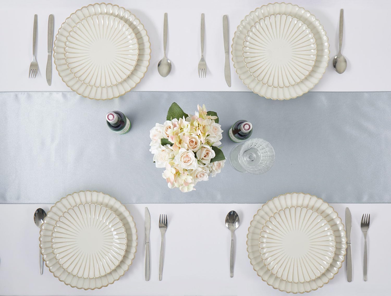 Silver Table Runner by [Brand Name] - 12 Pack, 12x108 Inches, Satin Silk-Like Smooth Decor for Weddings & Parties