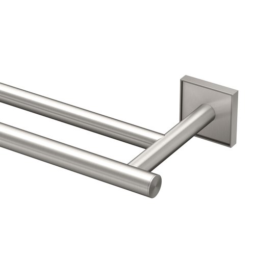 Gatco 5624 Mode Double Towel Bar, Satin Nickel/Wall Mounted 24 Inch Double Towel Holder Rack for Bathroom