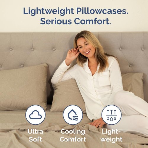 King Pillow Cases by [Brand Name] - Ultra Soft Hotel Quality Covers | Cozy, Wrinkle-Free & Fade Resistant - 2 Piece Set in Heathered Tan