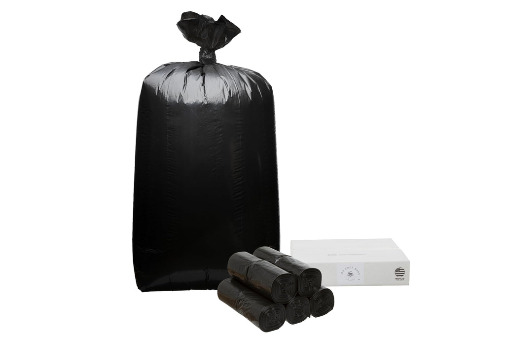 Top Knot Bags 55 Gallon Garbage Trash Bag 38X58" 1.2 Mil Black 100 Count Can Liner Bulk 56 Gallon 57 Gallon 58 Gallon 59 Gallon 60 Gallon 55-60 Gallon Made in USA