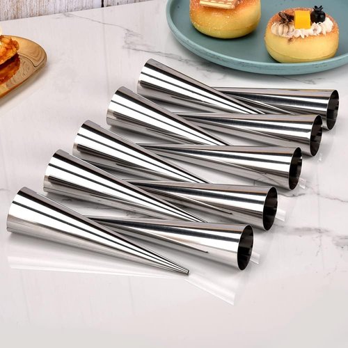 Guowall Stainless Steel Cream Horn Mold - Reusable Pastry Mould for Baking Cannoli & Croissants (20 Pcs)