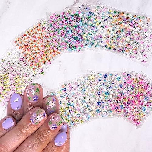 30 Sheets Floral Nail Art Stickers 3D Self-Adhesive Flower Decals