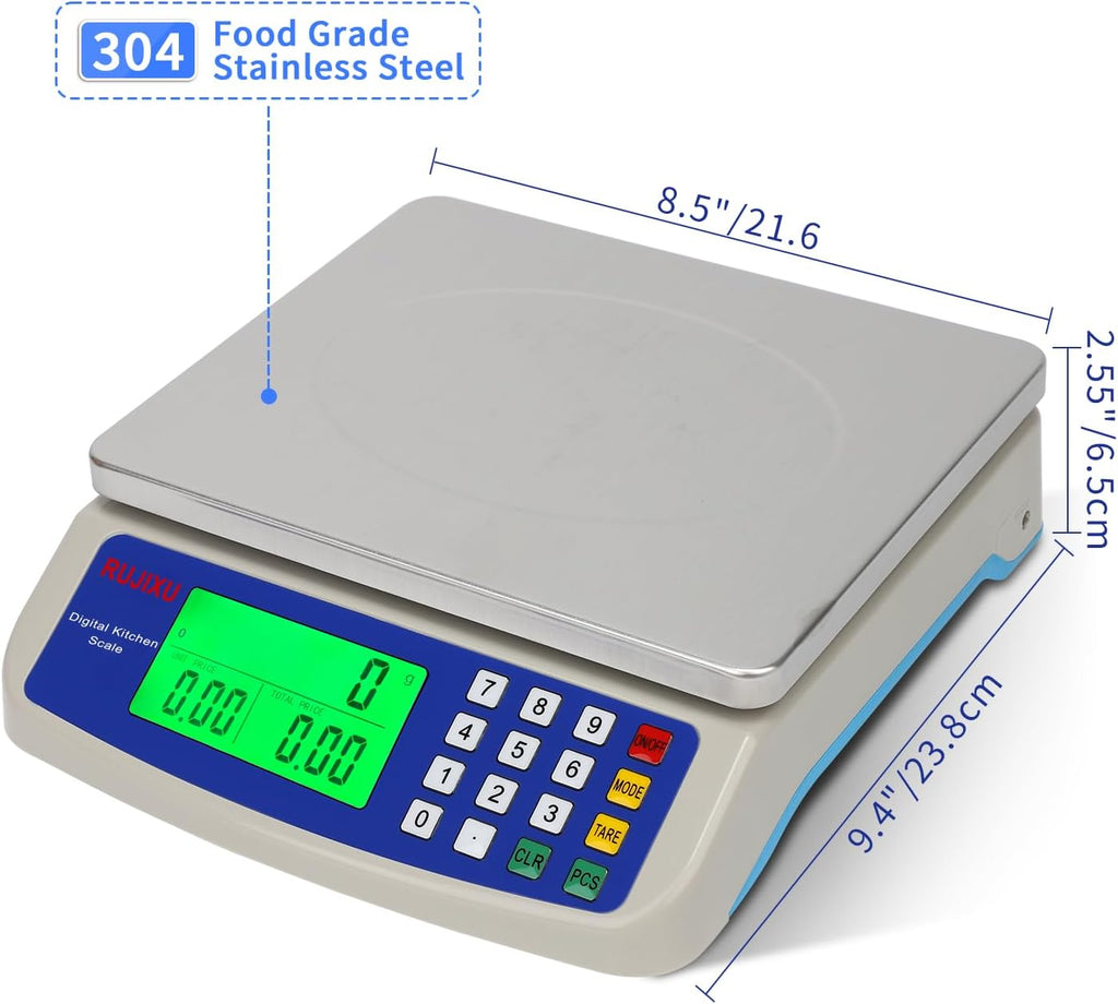Skiennix Large Digital Kitchen Scale - 30KG Capacity | Stainless Steel, LCD Display for Baking & Food Prep