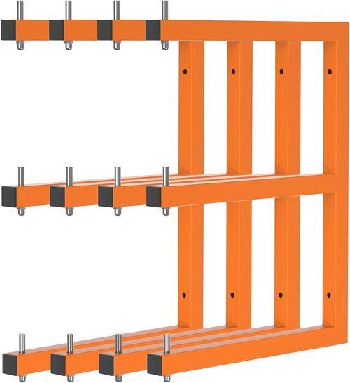 Lumber Rack | Heavy-Duty Wall-Mounted Lumber Storage System - 6 Levels, 1320 LB Capacity, Orange (4 Pack)