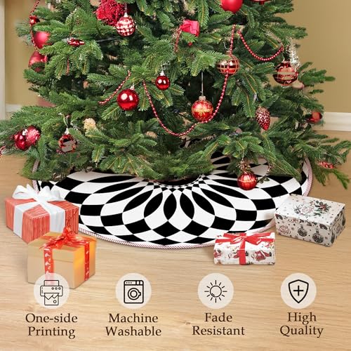 Black and White Christmas Tree Skirt 36 Inch - Modern Holiday Decor - Abstract Xmas Home Accent - Variation of THIS listing