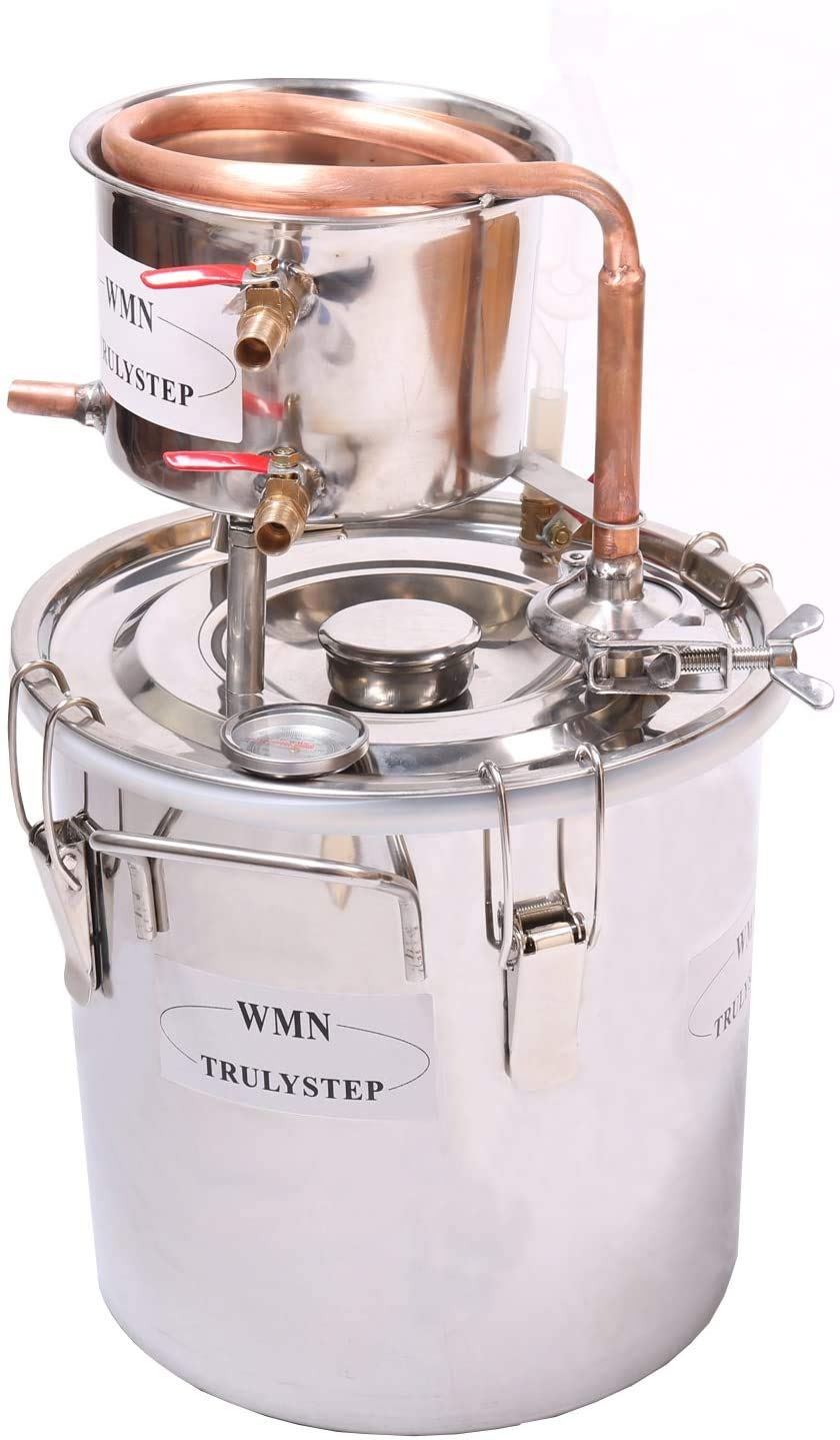 WMN_TRULYSTEP 2 Pots Stainless Steel Still 3Gal/12Liters Water Alcohol Distiller Home Brew Kit Wine Making Supplies for DIY Brandy Whisky Vodka Distilled Water, Silver