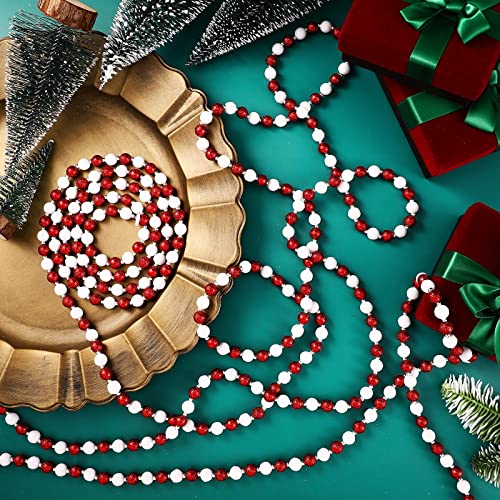 40 ft Christmas Candy Bead Garland Tree Decor - White Red Silver Variation