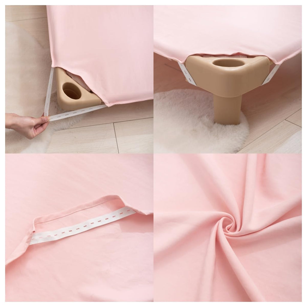 2 Pcs Cot Sheet for Daycare, 23" X 51", Pink Daycare Cot Bedding with Corner Elastic Loops for Child Boys Girls,Soft & Comfortable Brushed Microfiber - Fitted Cot Cover for Preschool Kids Nap Time