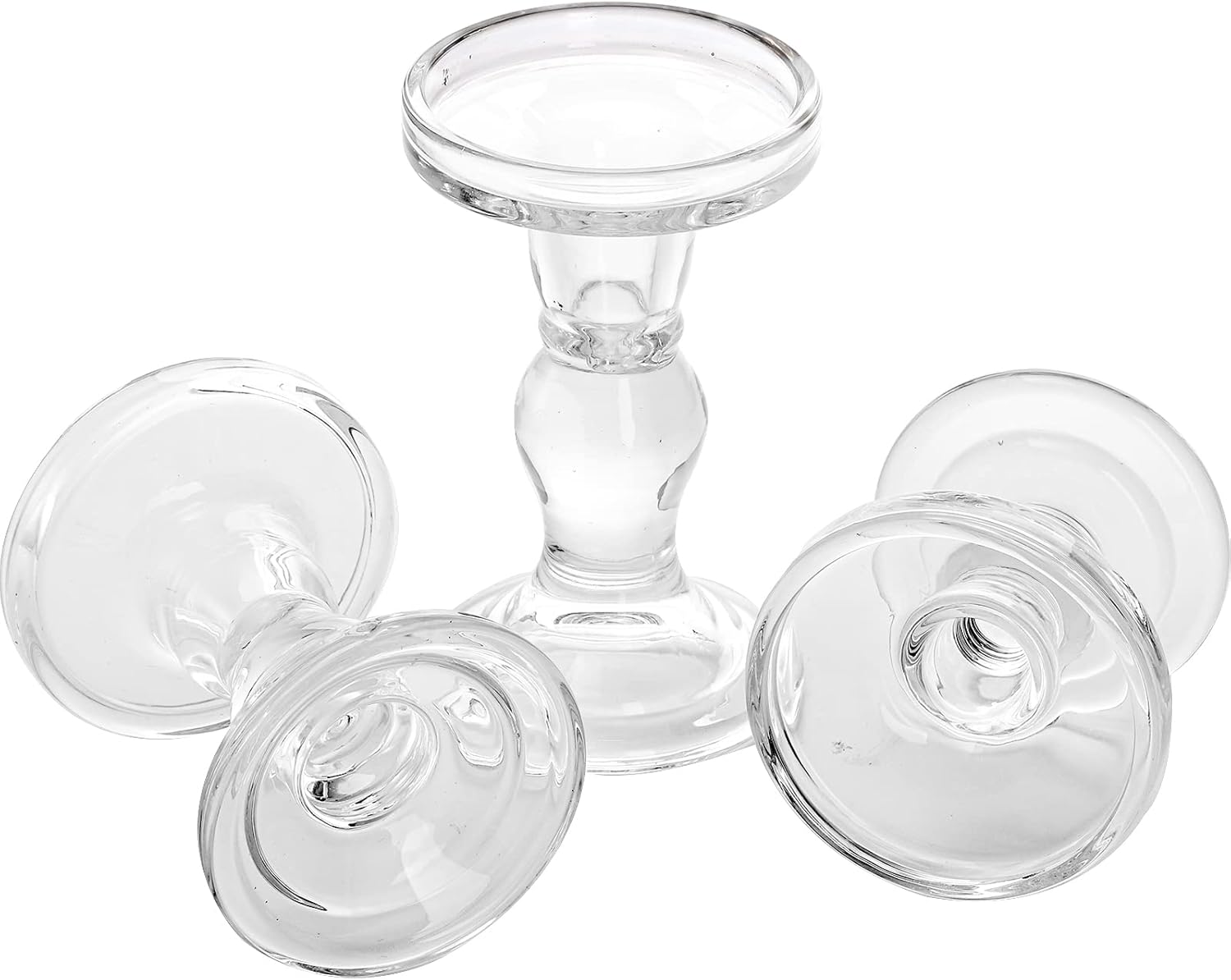 Okllen Glass Candle Holders Set of 6 - Clear Crystal Pillar & Tealight Holders for Home Decor & Weddings