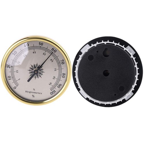 HELYZQ 72mm Round Gold Hygrometer Humidity Meter Gauge Ring Surface - No Battery Needed