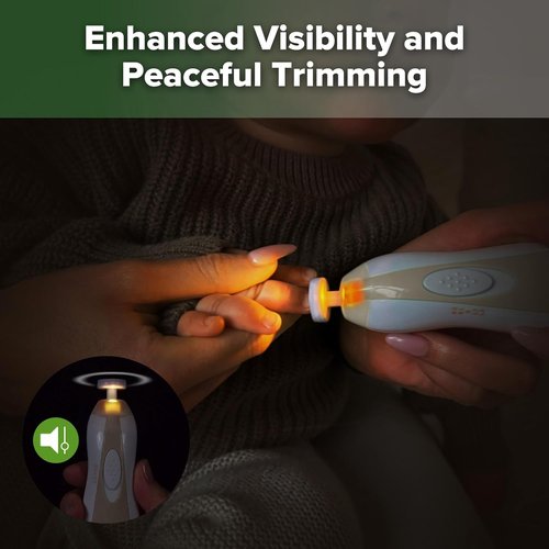 Haakaa Electric Baby Nail File Kit - LED Light & 6 Replacement Heads for Newborns, Infants & Adults | Acorn