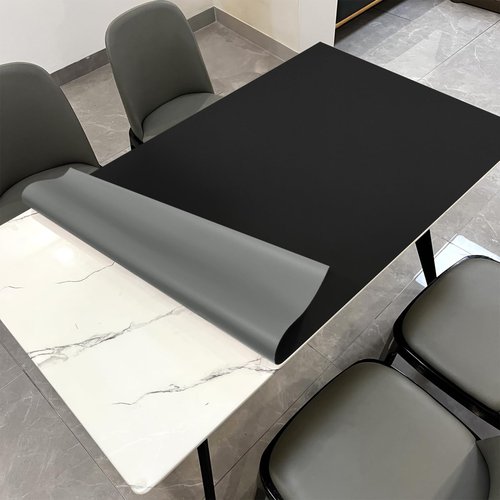 Zinkooat Leather Table Cover,1.8mm Thick,42x96 Inch Table Protector,Table Protector for Dining Room Table,Dining Table Cover,Table Cover Protector.(Black+Gray,42x96)