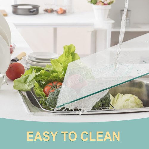 VASUHOME Tempered Glass Cutting Board for Kitchen (10x14"), Long Lasting Clear Glass Cutting Board for Countertop - Scratch, Heat, and Shatter Resistant - Easy to Clean