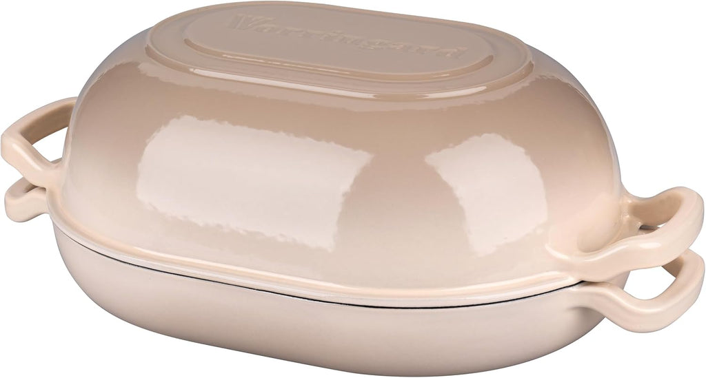 VORRINGARD Enameled Cast Iron Dutch Oven - 5QT Sourdough Bread Pan with Lid for Perfect Homemade Baking | Latte Color