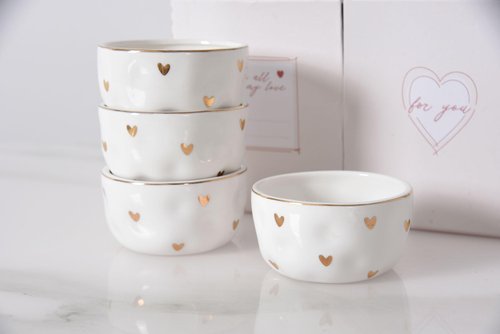Heart To Heart Set of 4 Snack Bowls, 3.75" x 3.75" x 2"