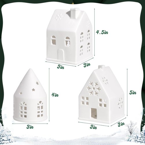 Christmas Village Sets - 3-Piece White Rustic Decor for Indoor Home Display | Farmhouse Tabletop Decorations
