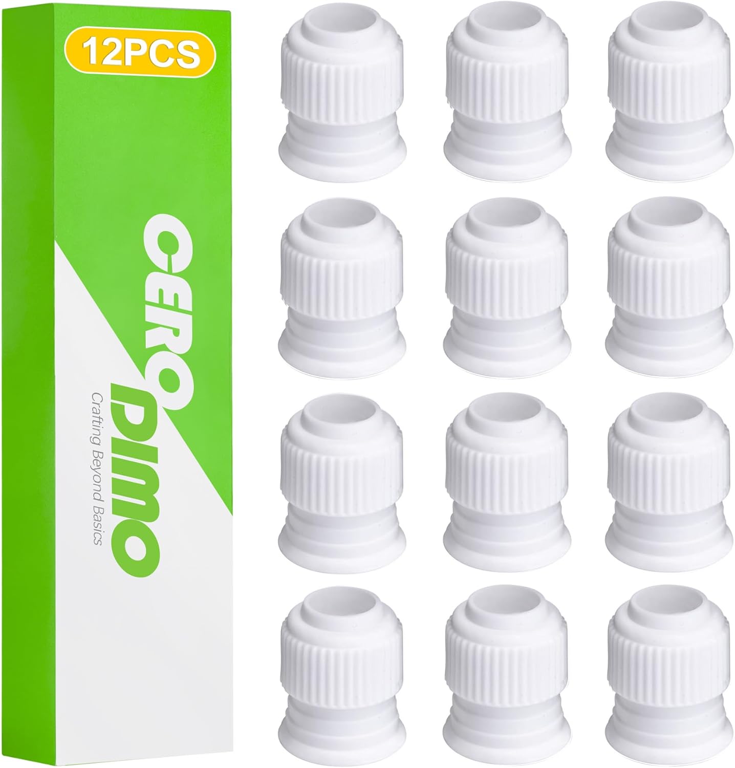 Standard Cake Decorating Couplers by 12 Pcs - Plastic Icing Tip Set for Piping Bags | 1.2 x 1 Inch