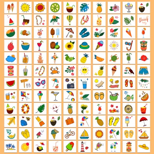 Partywind Hawaiian Temporary Tattoos for Kids, 408 Individually Wrapped Sheets
