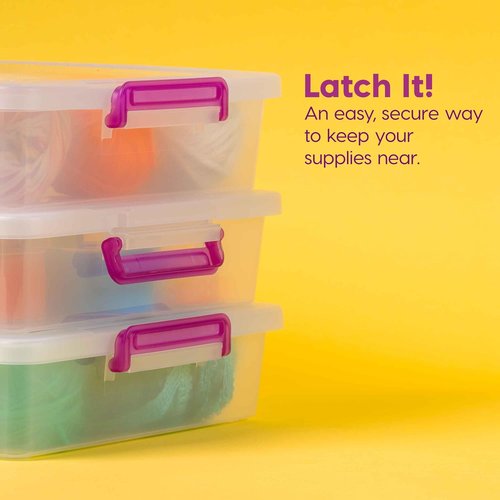 IRIS USA Craft Storage Container Bins - 6 Qt. Clear Organizer Tote with Lids | Stackable & Secure for Art & Office Supplies