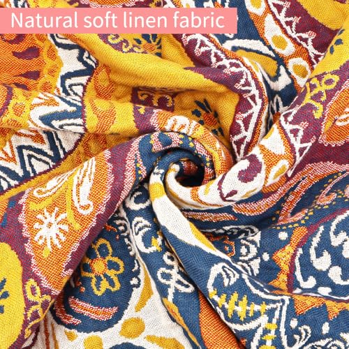Watbro Boho Cotton Throw Blanket - 60" x 80" Floral Rustic Farmhouse Quilt