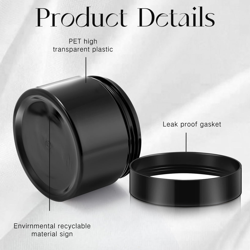SATINIOR 24 Pieces Empty Clear Plastic Jars with Lids Round Storage Containers Wide Mouth for Beauty Product Cosmetic Cream Lotion Liquid Butter Craft and Food(Black,32 oz)