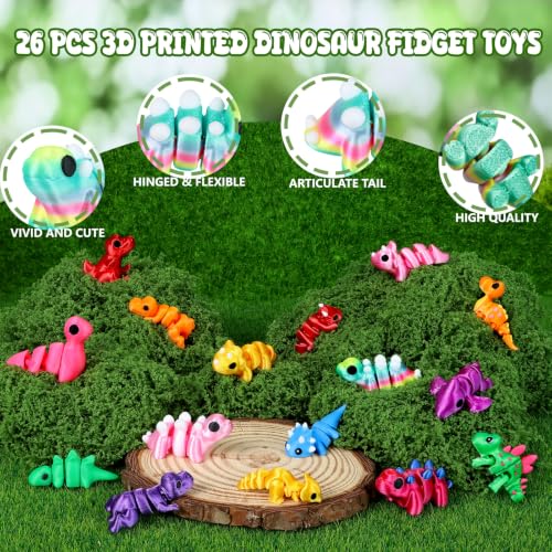26-Piece 3D Printed Articulated Dinosaur Fidget Toy Set