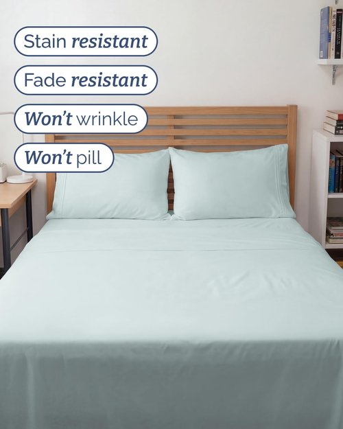 Full XL Bed Sheet Set by Hotel Luxury - Soft, Breathable & Cooling 4-Piece Bedding - Deep Pockets, Fade & Wrinkle Free - Ice Blue