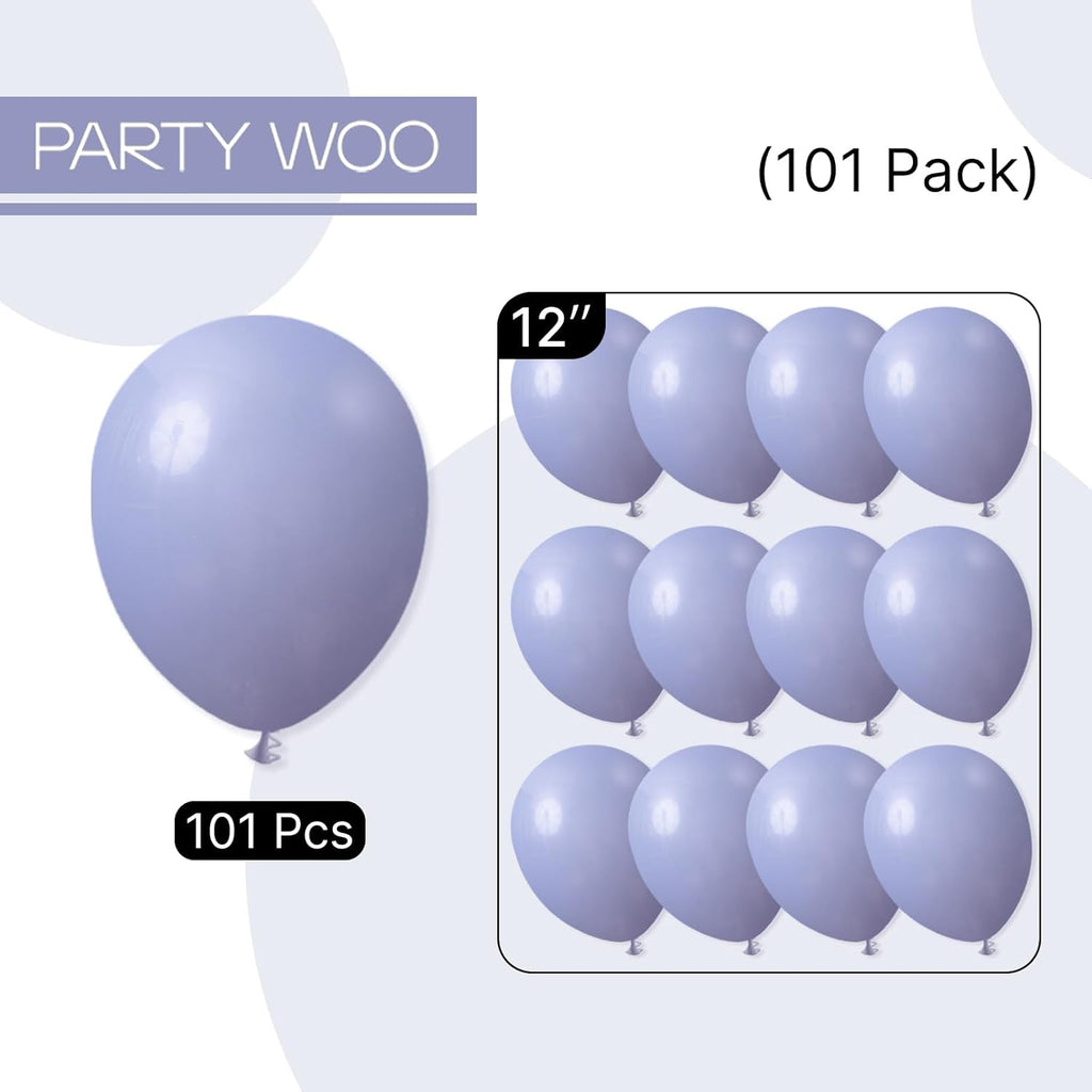 PartyWoo Dusty Blue Balloons - 101pcs 12 Inch Latex Balloons for Baby Showers & Celebrations