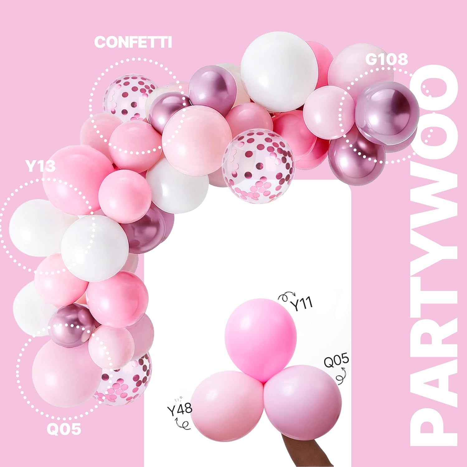 PartyWoo Baby Pink Balloon Arch Kit - 152pcs Assorted Sizes for Baby Shower & Birthday Decor