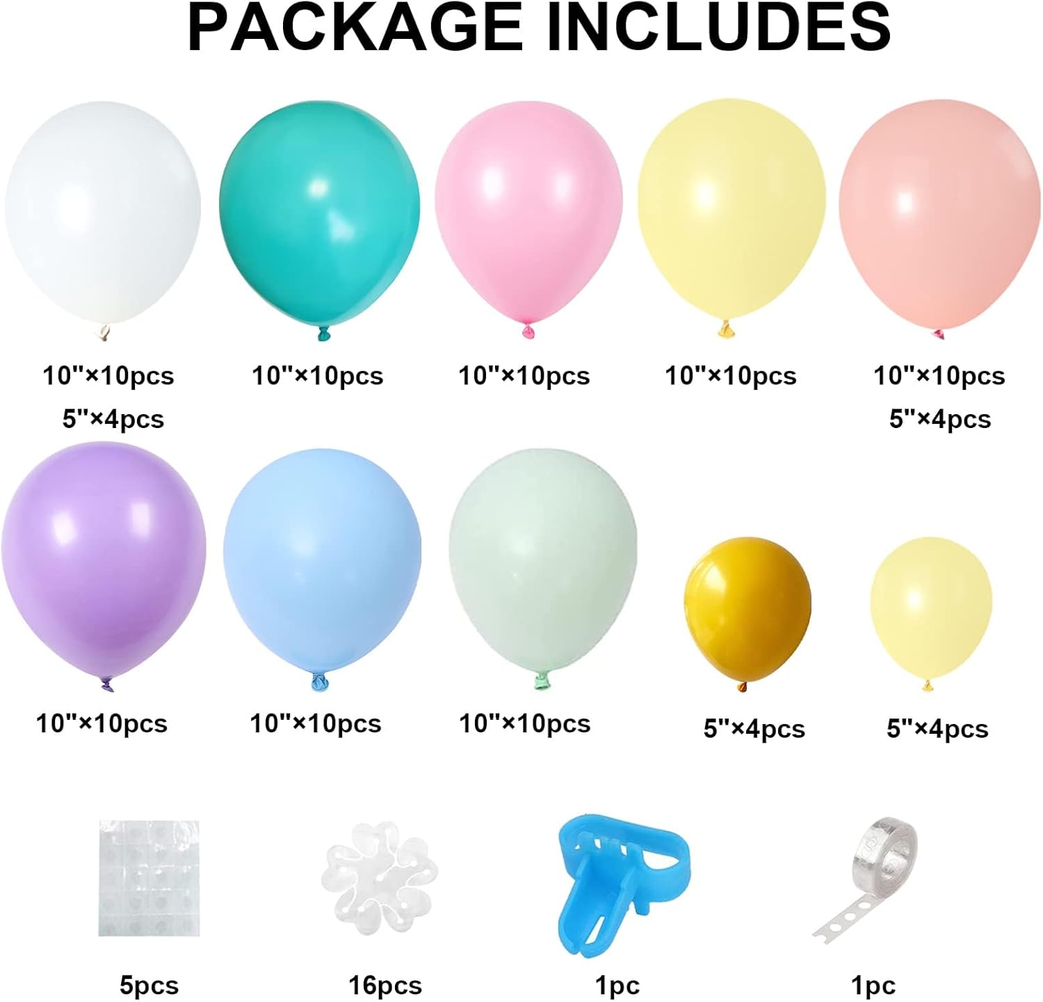 Skiennix Daisy Flower Balloons DIY Kit - Boho Macaron Pastel Party Decorations | 16-Set for Baby Showers & Birthdays