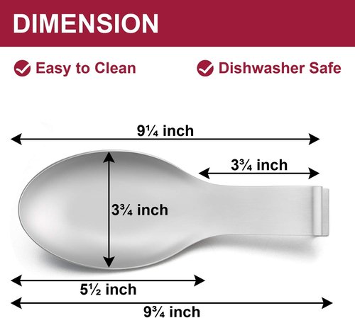 E-far Stainless Steel Spoon Rest Set - Large Kitchen Ladle Holder | Dishwasher Safe, Set of 2