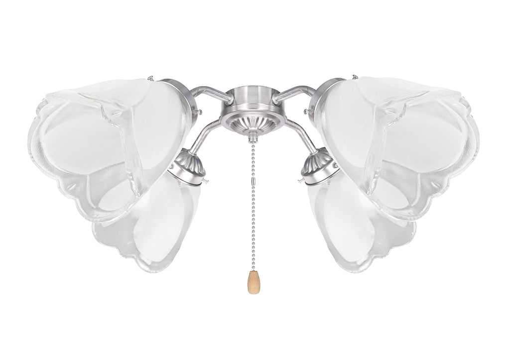 Aspen Creative 23058-4 Transitional Clear & Sandblasted Ceiling Fan Glass Shade.2-1/8"Fitter.Size:4-3/4"D x 5-5/8"H.4Pcs/Pack