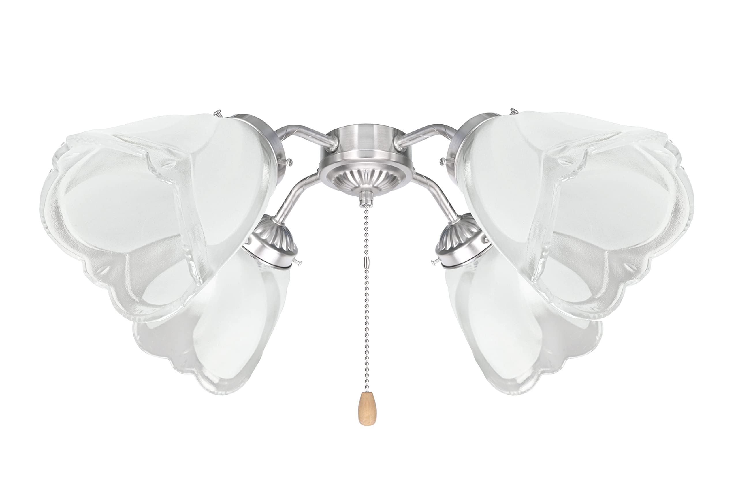 Aspen Creative 23058-4 Transitional Clear & Sandblasted Ceiling Fan Glass Shade.2-1/8"Fitter.Size:4-3/4"D x 5-5/8"H.4Pcs/Pack