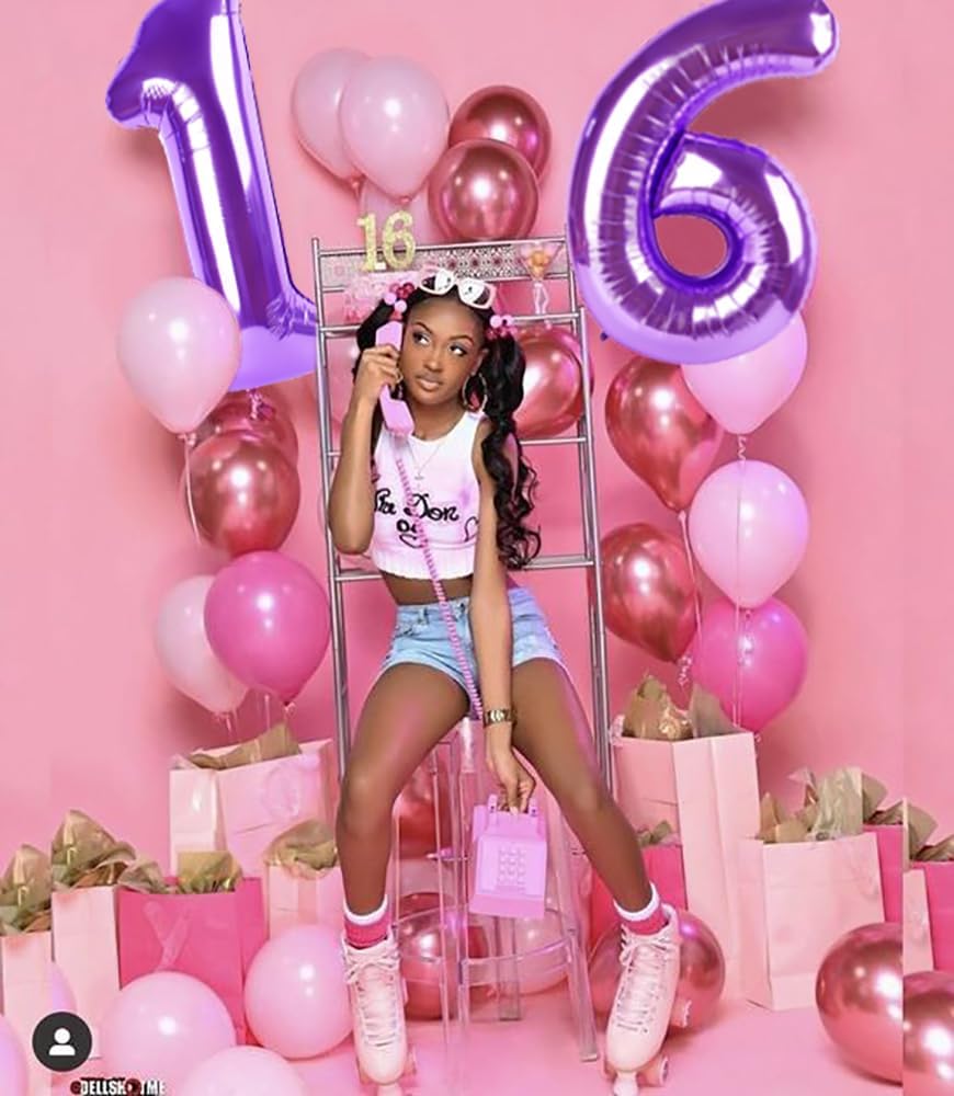 Skiennix 40-Inch Balloon Numbers - Set of 6 Birthday Balloons for Boys & Girls | Purple Decor