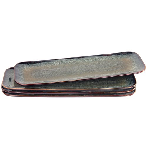 LIUYWYHCF Ceramics Long Olive Plate, 16 Inch Serving Platters, Sushi Cookies Tray Set of 4, for Sushi, baguette, Snacks, Appetizers, Dessert, Dishes Decoration, Entertain Guests, Dishwasher Safe