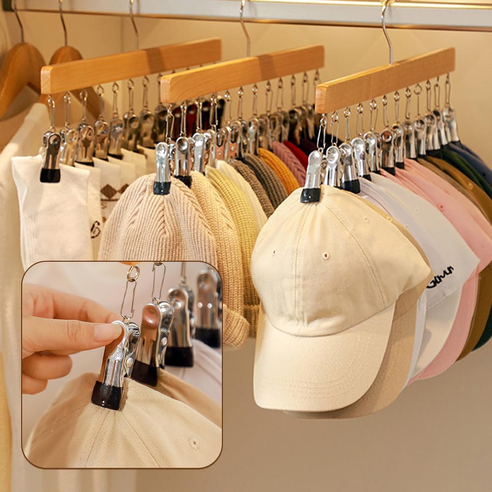 Skiennix Closet Organizer - Space-Saving Hanging Clips for Hats, Scarves, and Clothes | Vintage Design, 12 Clips