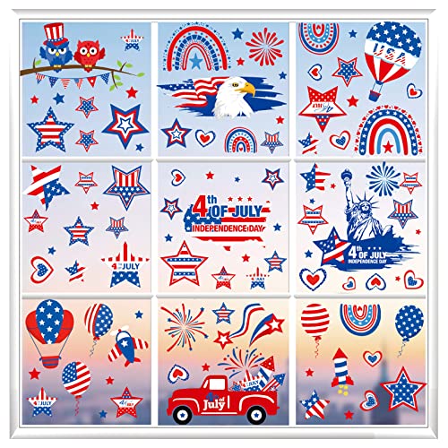 Patriotic Window Clings - 101PCS Reusable Independence Day Decor