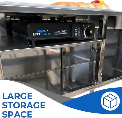Hot Dog Cart - Stainless Steel Street Food Cart with 20" Aluminum Griddle | Portable Propane/Butane Powered | Outdoor Cover Included