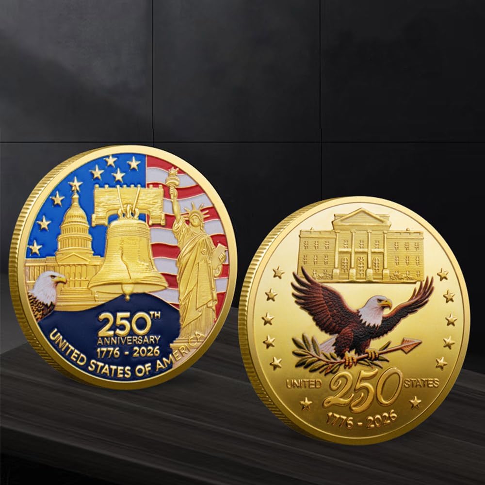 U.S. Army Commemorative Gold-Plated Challenge Coin - Double-Sided High Relief Military Collectible (1776-2026)