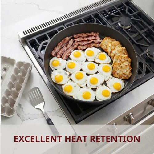 Cast Iron Skillet - 20 Inch Pre-Seasoned Cooking Pan with Dual Handles & Cleaner Scrubber | Heavy Duty for Grill, Oven, Stove, Campfire