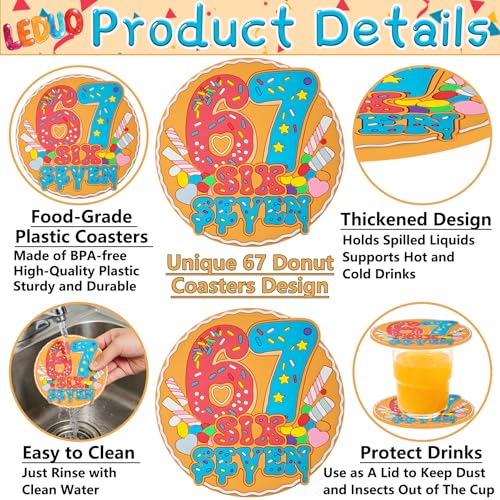 Viral 67 Meme Drink Coasters Set of 2 | Silicone Tabletop Protectors