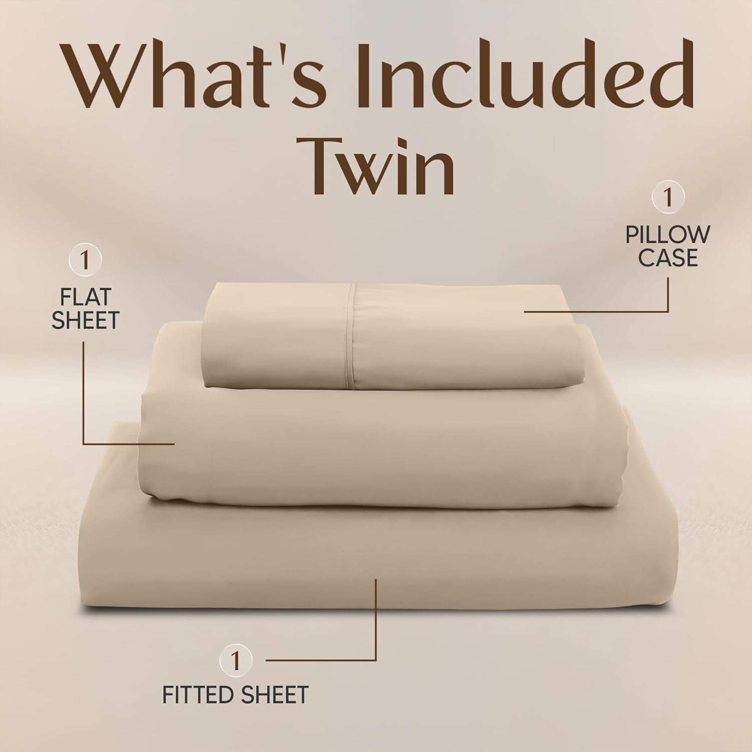 Utopia Bedding Twin Sheet Set - Soft & Breathable Microfiber, 3-Piece Bed Sheets, Oeko-Tex Certified | Sand Color