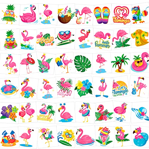 HOWAF 96pcs Flamingo Temporary Tattoos for Kids Summer Party Favors