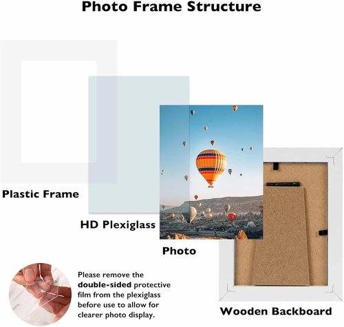 JCJMY 3x4 Black Picture Frame - Shatter Resistant Plexiglass for Tabletop or Wall Display