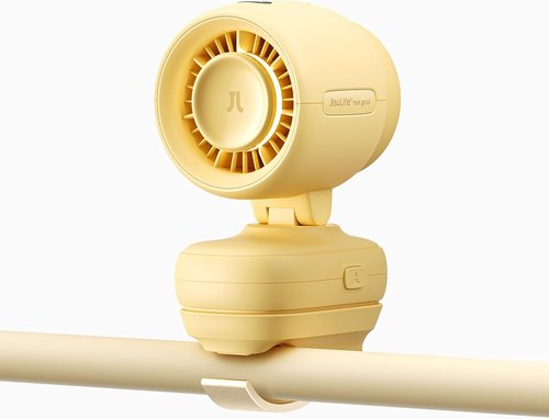 JISULIFE Clip Fan 2026 - Compact & Stylish with 38H Cooling, Soft Night Light | Detachable for Stroller or Desk (Yellow)